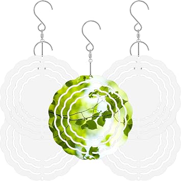 5Pcs Sublimation Wind Spinner Blanks 3inch/4inch Aluminum Hanging Wind Spinner with Hooks Double-Side Wind Powered Outdoor Sculpture DIY 3D Wind Spinner Ornament for Window Garden Front Door