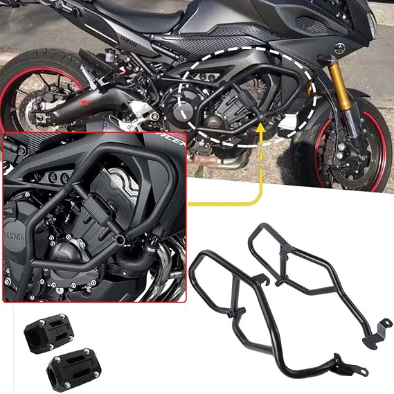 Motorcycle Highway Steel Engine Gurad Falling Protector Crash Bar Bumper Frame Protection Compatible with MT-09 FJ-09 MT09 FJ09 Tracer 2015 2016 2017