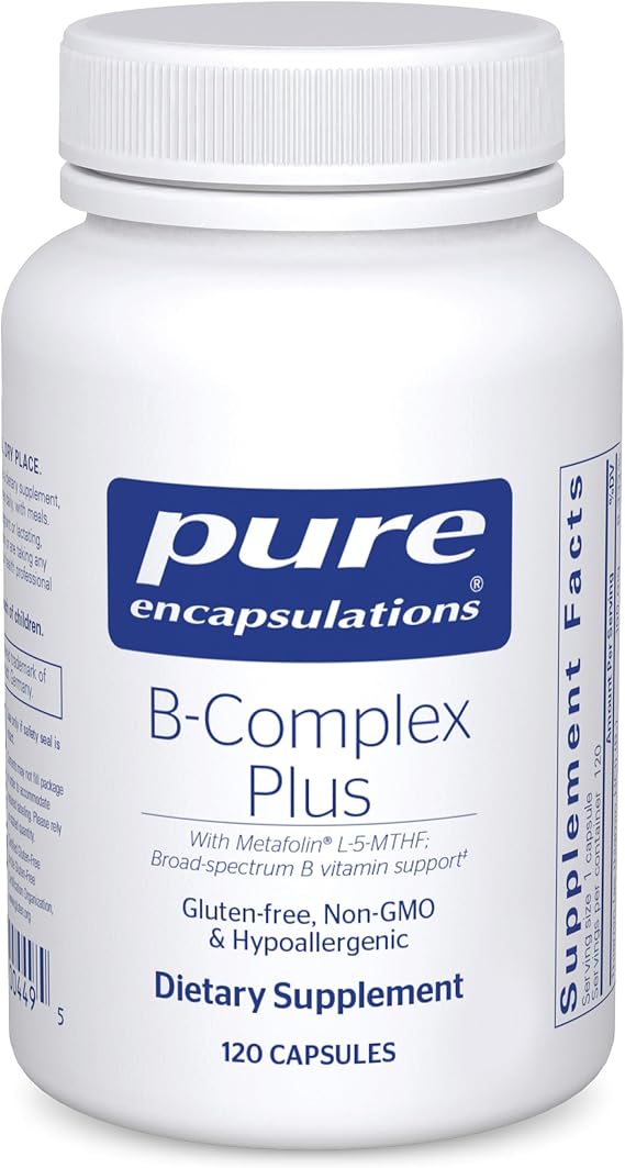Pure Encapsulations B-Complex Plus, 120 Capsules | B Vitamins Supplement to Support Neurological Health, Cardiovascular Health, Energy Levels and Nervous System Support*