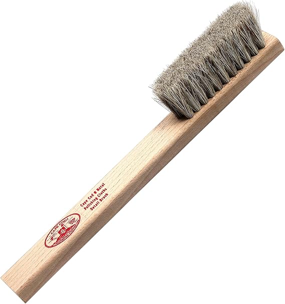 Cape Cod 100% Horsehair Detail Brush with Solid Oak Handle | For Detailing Silver and Fine Metals in Hard to Reach Places