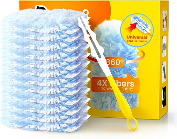Heavy Duty Duster Refills for Swiffer Duster, 20 Count | 1 Handle, 360 Multisurface, 4X Microfibers, Unscented Disposable Dusters for Cleaning