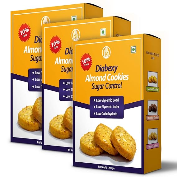 diabexy - Cookies for Sugar Control - Assorted Flavors (Almond, Pack of 3 Boxes)