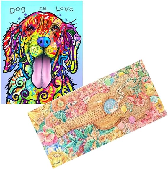 Pintoo - Two Plastic Jigsaw Puzzles Bundle - 2000 Piece - Dean Russo - Dog is Love and 800 Piece - Cotton Lion - Spring Concerto [H2045+H2328]