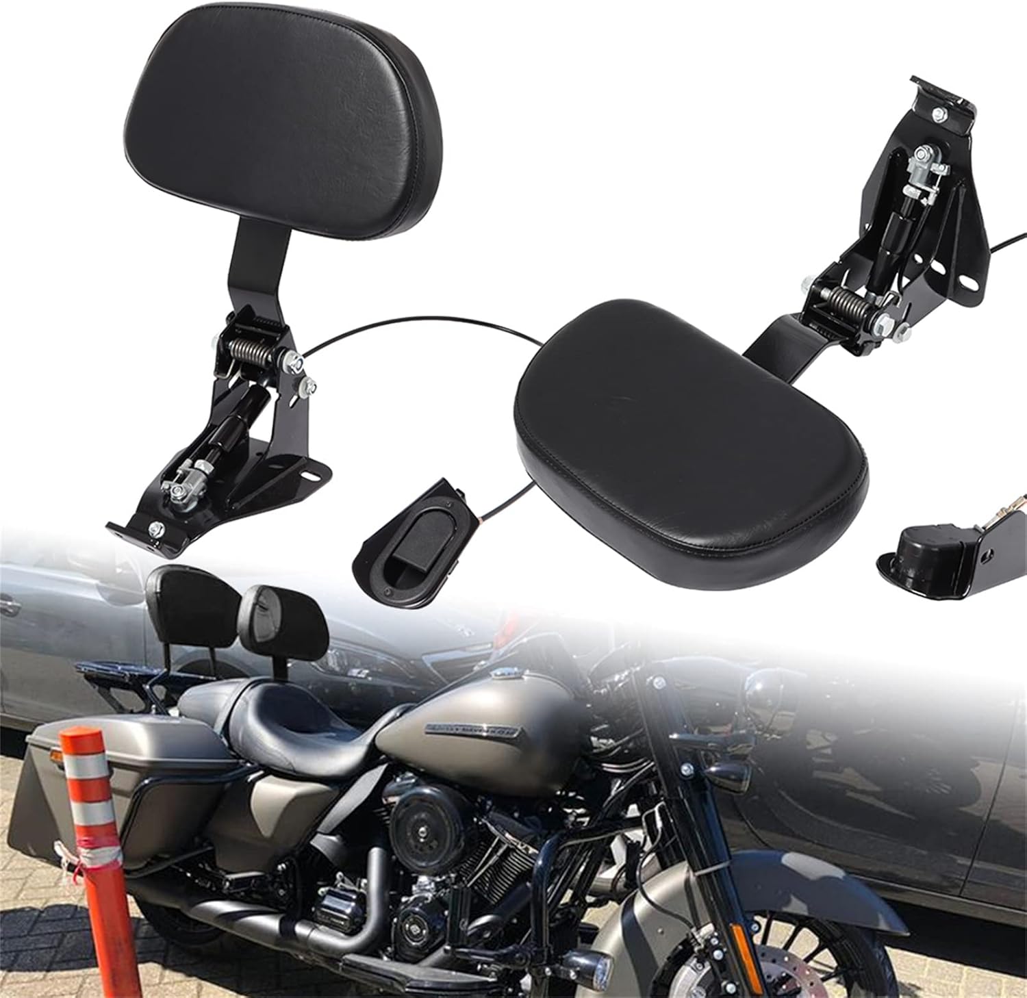 Motorcycle Driver Sissy Bar Rear Backrest For Harley Touring Road King Electra Glide Ultra Classic Street Glide CVO 2009-2023