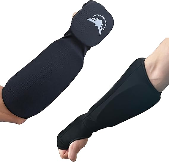 Padded Arm Guards Sleeves with Top and Bottom Pads for Hand and Forearm Protection - Pair