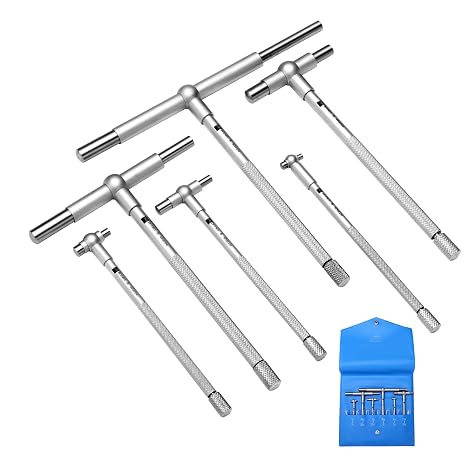 TESA Brown & Sharpe 599-591-20 Telescoping Gauge Set, 6 Pieces | High-precision Telescopic Bore Gauge T-Gage Set with Knurled Clamp for Internal Diameter and Groove Width Inspection