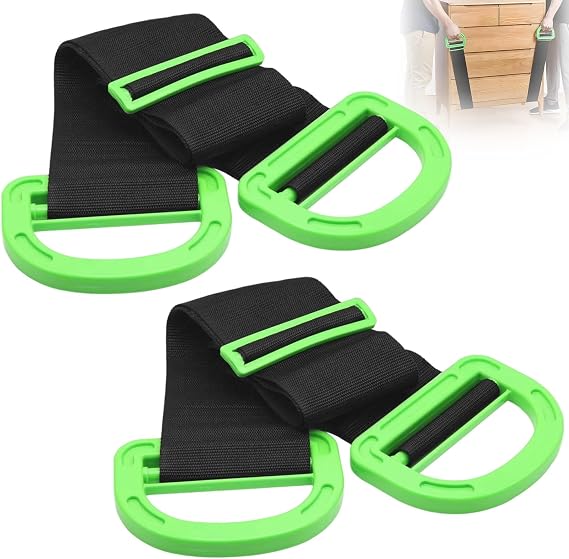 2Pcs Adjustable Movers Lifting Straps with Robust Handles, Multipurpose Furniture Moving Strap, Single or Multi-Person Heavy Duty Objects Carrying Essentials for Construction Materials Mattress Boxes