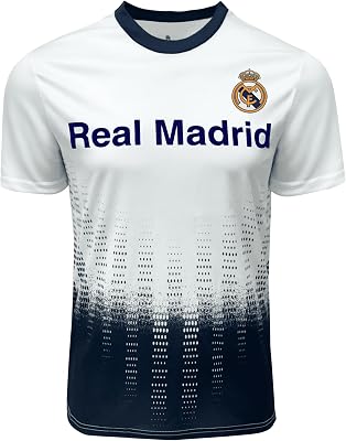 Icon Sports Men Compatible with Real Madrid Sublimation Logo Poly Soccer Jersey - White