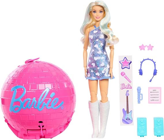 Barbie Team Roll and Reveal Pop Star Doll and Accessories
