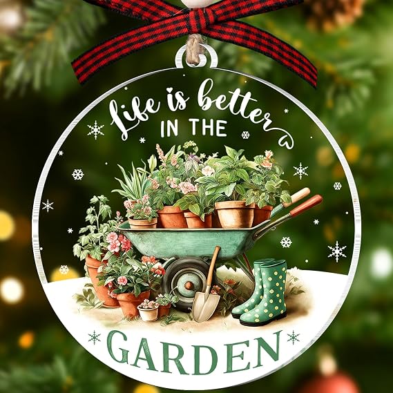 Gardening Ornament - Gardening Ornaments for Christmas Tree - Gardening Christmas Ornament and Decors Gifts for Gardeners, Lovers, Farmers - 2-Layer Wood Acrylic Xmas Ornaments 2025