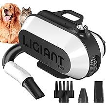 LIGIANT Dog Hair Dryer, Ultra Quiet 40dB Cat Mode, 3-in-1 Nozzles, Adjustable Speed & Temperature, Negative Ion Technology, BLDC Motor for Fast Drying, Portable & All-in-One Storage for Dog Cat-P40