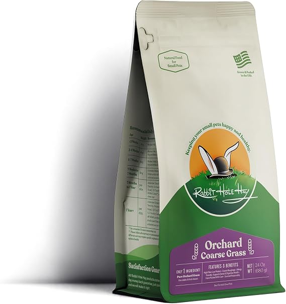 Rabbit Hole Hay - Ultra Premium Coarse Orchard Grass for Small Pets - 24 oz - Fresh & Hand-Sorted
