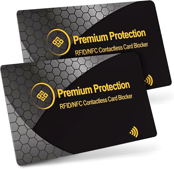 RFID Blocking Card (2 Pack) - 0.9mm Ultra Thin Debit & Credit Card Protector - One Card Shields Your Whole Wallet - Anti Fraud Contactless NFC Wallet Defender for Travel & Passport