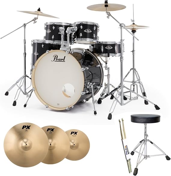 Pearl Export EXX725Z/C31 Black + Sabian Cymbal Set + Drum Stool + Keepdrum Drumsticks