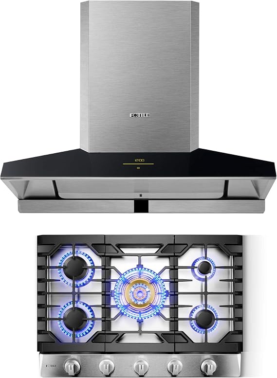FOTILE EMG9030 Range Hood and GLS30501 Tri-ring Cooktop Bundle