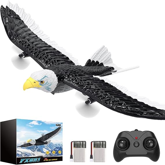 DEERC 2CH Eagle RC Plane for Kids,RTF Remote Control Flying Bird Plane | 2.4GHZ RTF Airplane for 2 Batteries & Propeller 6-axis Gyro Stabilizer, Easy to Fly for Beginners Boys and girls