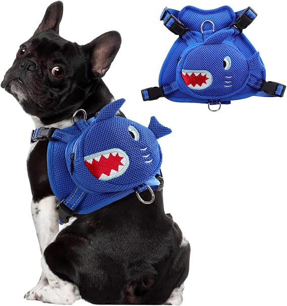 Dog Harness with Backpack, Adjustable Dog Backpack Harness for Small Medium Dogs, No-Pull Breathable Backpacks for Dogs to Wear, for Traveling, Hiking, Camping, Training, Blue XS