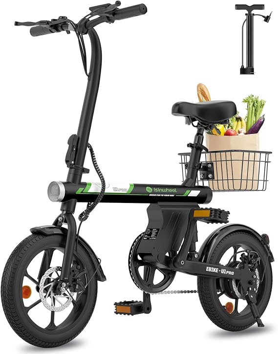 isinwheel Electric Bike for Adult 500W Motor, 20 MPH Folding Ebike, 16" Adult Electric Bicycles with Smart Uphill, 10.4Ah Battery, E Bikes for Adults and Teens