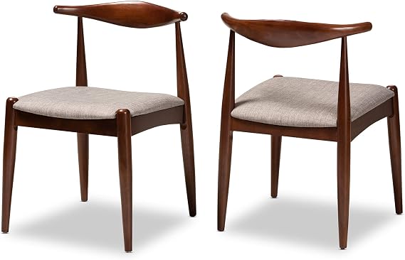 Baxton Studio Dining Chairs, One Size, Light Gray/Walnut