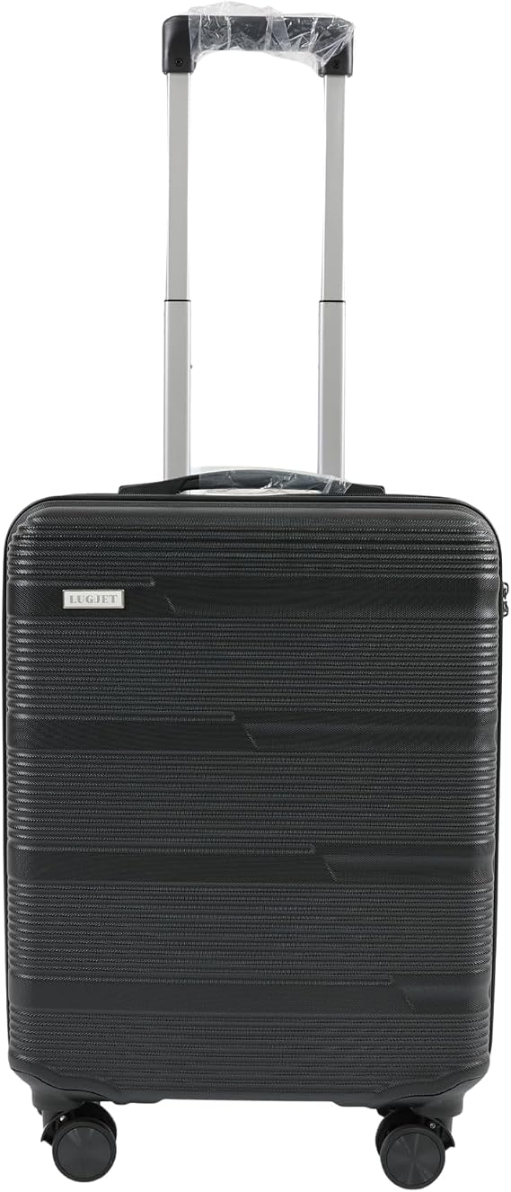 55x40x20 Cabin Suitcase, Built in Lock, Lightweight Carry On, 8 Wheels, Wet Pocket, Suitable for Ryanair, Easyjet, Paid Hand Luggage Carry-Ons (Black)