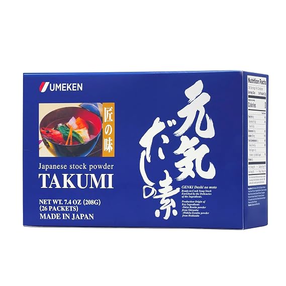 Umeken Takumi Stock Powder, Dashi Japanese Packets for Flavoring your Meals, Umami, Japanese Bonito & Dashi Seasoning Powder with 4 Portions per Packet, No MSG Added, 26 Packets, 7.4 oz Box, Pack of 1