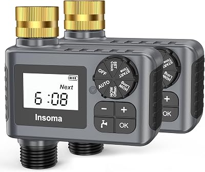 2-Packs Water Timer for Outdoor Garden Hose, Hose Timer with Rain DelayManual Mode, Automatic Drip Irrigation Controller System for Lawn Yard Garden Watering