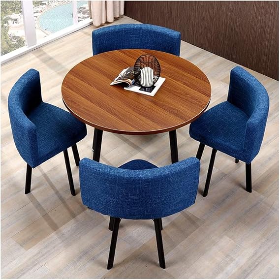 Office Table and Chair Set Conference Coffee Table 90cm Leisure Table and Chair Set Modern Home Living Room Balcony Wood Round Table Creative Lounge Cafe Break Room Office Business (Color : Grey) (
