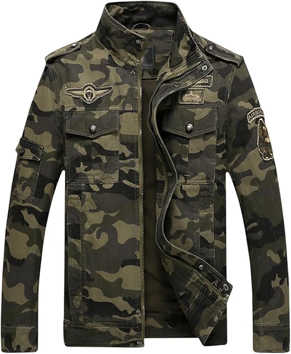 Springrain Men's Casual Military Jackets Camouflage Cotton Army Jacket Outwear