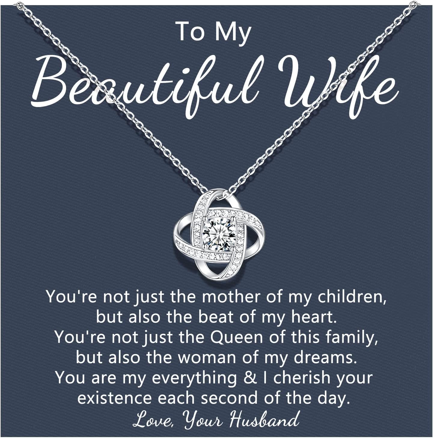 Gifts for GirlfriendWife, Soulmate Love Knot Necklace Jewellery Present for Women Her Birthday Wedding Gifts