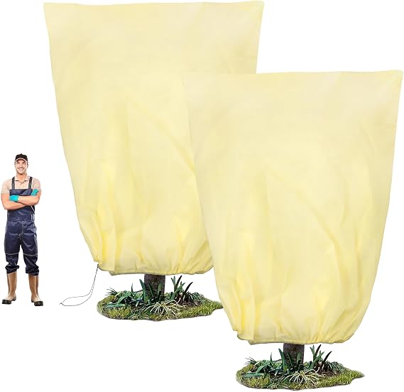 100(W) x120(H) Plant Covers Freeze Protection, 2.8oz/yd2Heavy-Duty Tree Covers, 2 Pack Extra Large Frost Cloths & Blankets with Zipper Drawstring for Fig Palm Citrus Lemon Trees and Shrubs