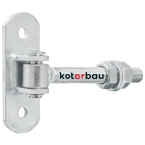 KOTARBAU® Gate Hinge - Steel - 130 mm (5.12 Inches) M16 - Silver - Adjustable - Heavy Duty Hinges - Garden Gate Hinges - Robust Hinge on Plate