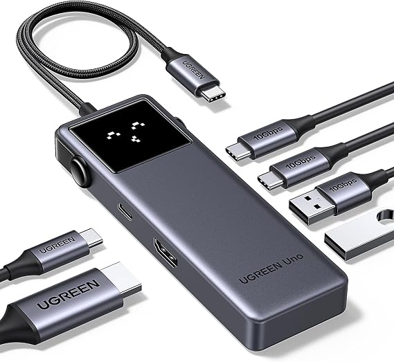 UGREEN Uno USB C Hub 5 Gbps, 4K@60Hz HDMI, LED Ekran, 2USB A ve 2USB C, PD 100W, iPhone 15, iPad Pro/Air, MacBook Pro/Air, Steam Deck vb. ile uyumludur.