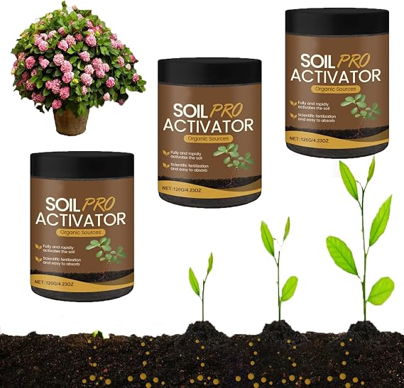 Soil Activator - Organic Soil Activator & Plant Fertilizer, Water Soluble Garden Booster, Natural Root Growth Enhancer,Improve Plant Growth Environment (3Pcs)