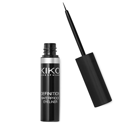 Kiko Milano Definition Waterproof Eyeliner Precise, Long-Lasting Liquid Eyeliner, Smudge-Resistant, Intense Black, Easy Application 2.5ml