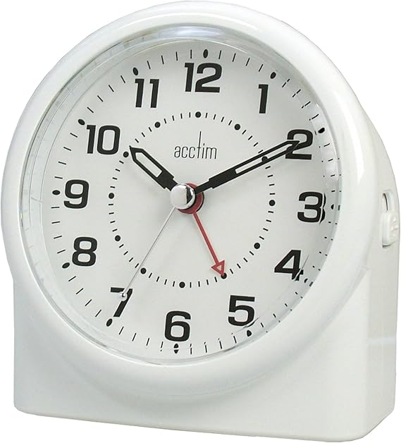 Acctim Alarm, Analog, Analogue, Bedside Clock, White, 7.5 x 11.2 x 12 cm
