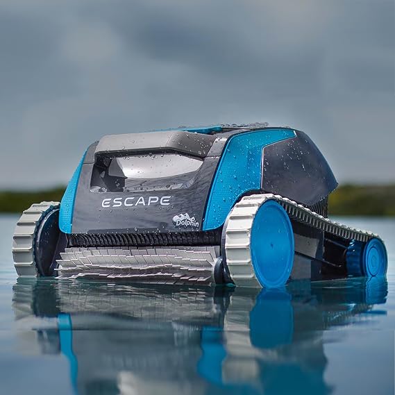 Dolphin Escape Robotic Pool Cleaner (2026 Model) Massive Top-Loading Filter, Dual Motors, HyperBrush, HyperGrip Tracks, Smart Navigation for Above Ground & In-Ground Pools up to 33ft
