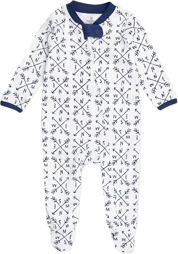 HonestBaby Baby Boys' Sleep & Play Footed One-piece Pajama Sleeper 100% Organic Cotton, Baby Boys
