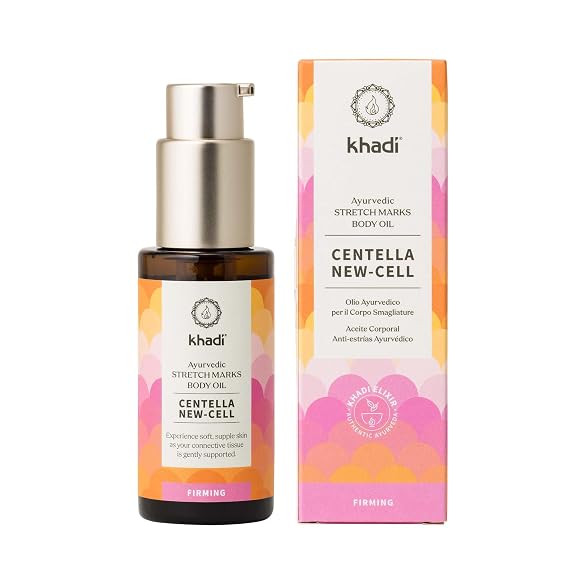 KHADI CENTELLA NEW-CELL Ayurvedic Elixir Skin & Soul Body Oil, 100% Natural, Herbal & Vegan, Firming oil for your skin, Refines, Renews, and Promotes Elasticity, 1.69 oz