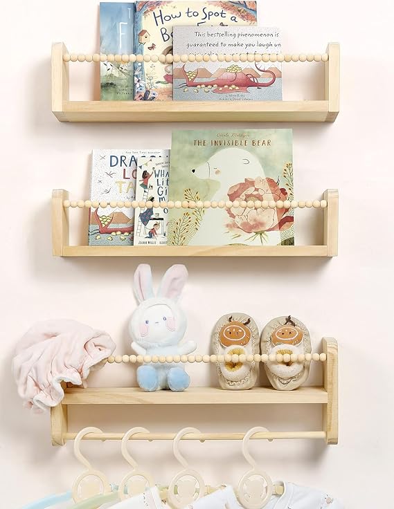 Wandregal Kinderzimmer Holz 40 cm Bücherregal Wand 3Er-Set