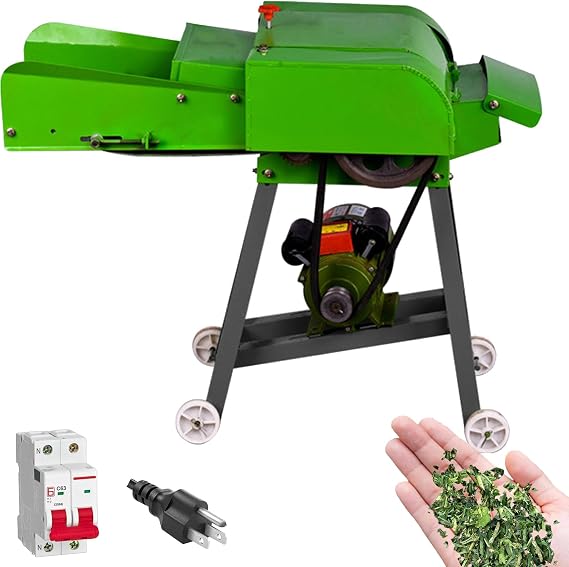 TXMACHINE Lawn Mowers 800kg/h hay Cutter Machine with Miniature Circuit Breaker hay Cutter Silage Machine Electric Grass Cutter for Chaff,Corn Straw,Grass,Wheat Straw (with Custom Motor)