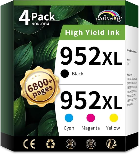 952XL Ink Cartridges Combo Pack Replacement for HP952XL (4-Pack)