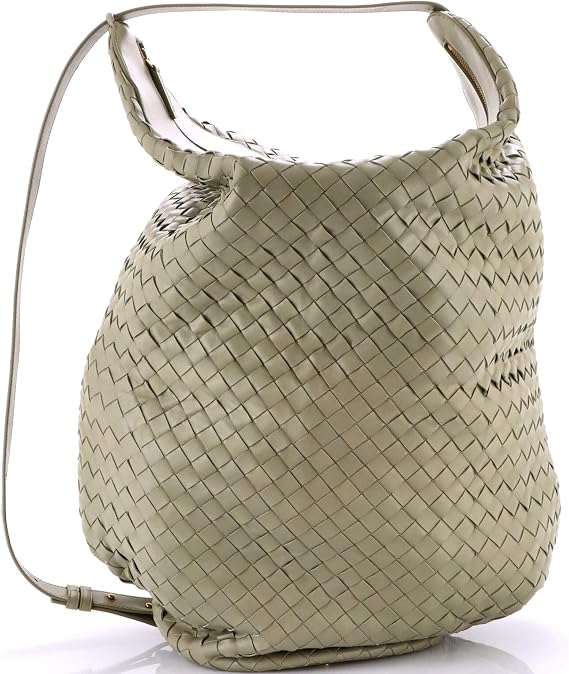 Pre-Loved Hop Bag Intrecciato Leather Extra Large, Green