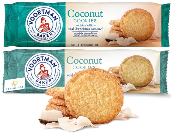 Oatmeal Cookies | Shortbread Cookies | Fudge Brownie Chocolate Chip| Coconut | Windmill| Voortman Oatmeal Raisin cookies | Simple Mills is Vegan & Keto Friendly Snack Cookies Variety Pack Bundled with BETRULIGHT Fridge Magnet- 7.62 oz each Pack of 2 (Coconut Cookies)