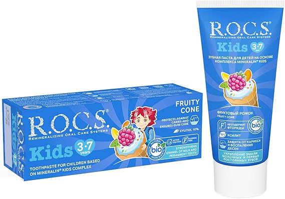 ROCS Kids 3-7 Years Fluoride-Free Toothpaste Fruit Cone Taste (1 x 45 g)