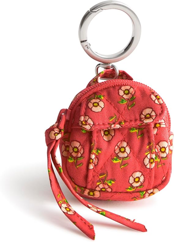 Vera Bradley Women's Premium Cotton Original Backpack Bag Charm, Tiny Poppies, One Size