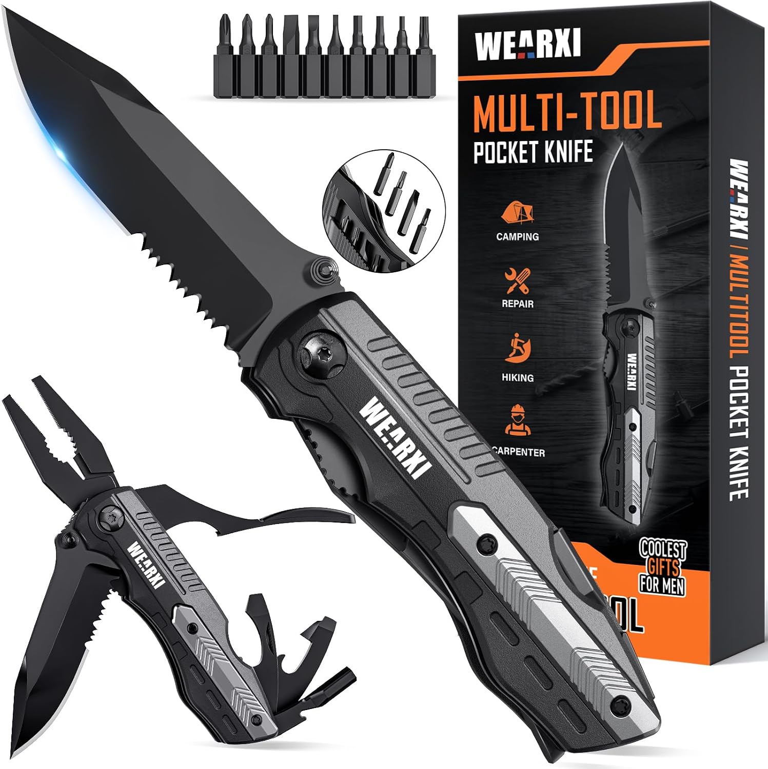 WEARXI Gifts for Men, Multitool Folding Knife, Advent Calendar Filling Men Gifts, Pocket Knife, Birthday Gift Gadgets for Men, Outdoor Knives, Christmas Gifts for Men