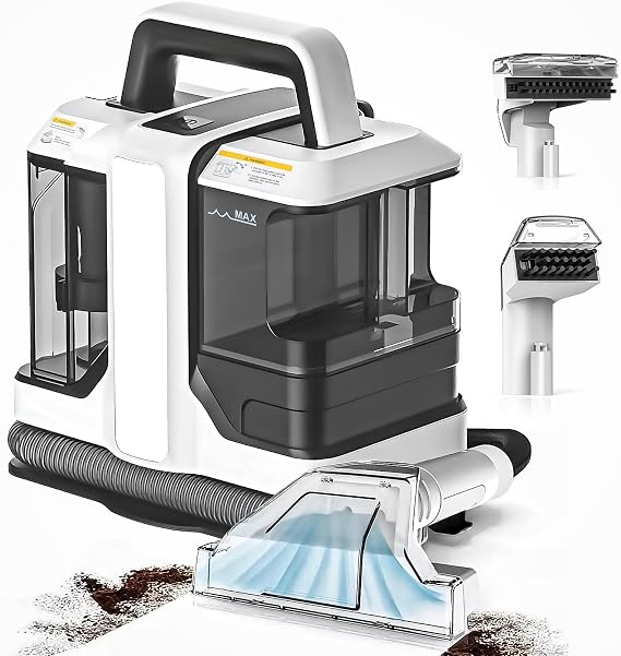 Mini Portable Carpet Cleaner Machine, with Dual Size Brushhead | Multi-Purpose & Upholstery Cleaner, Handheld Deep Carpet Cleaning Machine, Spot Cleaner for Couch,Rugs,Car Seats & Pet Stains