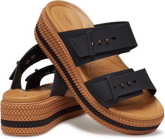 Crocs Women Sandal,Brooklyn Woven Buckle,Black,8 UK Women