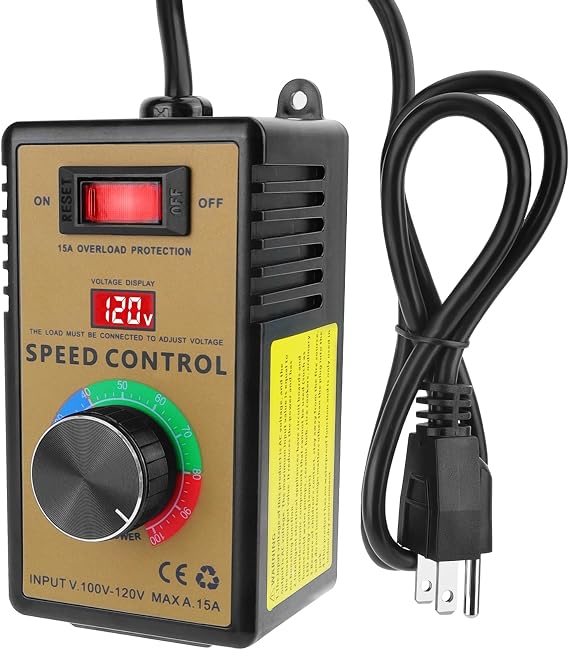 MakerHawk Fan AC Motor Speed Controller - 120V 15A 4000W Variable Speed Electric Motor Control Voltage Regulator with Overload Protection Switch