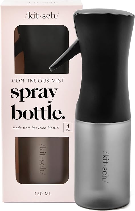 Kitsch Continuous Spray Bottle for Hair Black, 150ml | Fine Mister Spray Bottle & Water Spray Bottle Recycled Hair Spray Bottle Spray Bottles for Cleaning, Styling, More